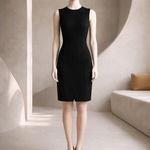 Classic Sleeveless Black Midi Sheath Dress Knee Length Great For Office Size 6